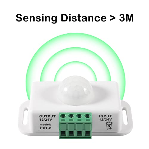 2 Pack Dc 12V 24V Pir Sensor Led Motion Sensor Switch, Melife Infrared Sensor Controller For Timer Function Automatic Sign Control Pir Controller Led Light Strips - White #TOP2