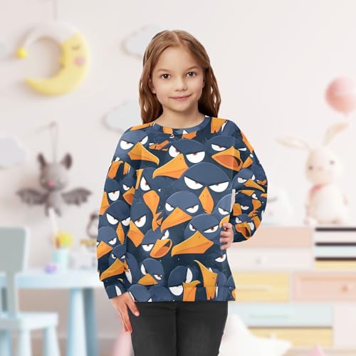 JUNZAN Cartoon Albatross Black Little Girls Sweatshirt Hoodie Crewneck Sweatshirts for Boys Athletic 4T 5