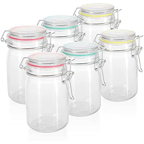 com-four® 6x Einmachgläser mit Bügelverschluss Cover