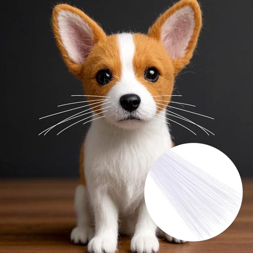 Image of 300PCS Simulated Animal Whiskers for Crafts, 3 Inches Craft Animal Whiskers Simulated Cat Whisker Animals Needle Felting Whiskeres Plastic Supplies for Stuffed Whisker Muppet (White)