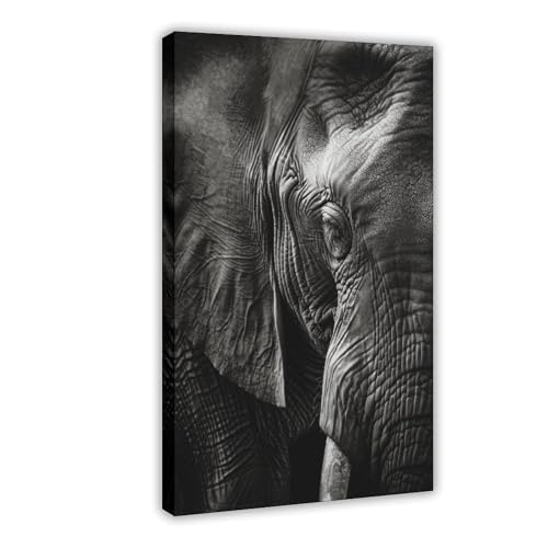 Poster vintage éléphant sur toile déco murale rétro 40 x 60 cm pour chambre