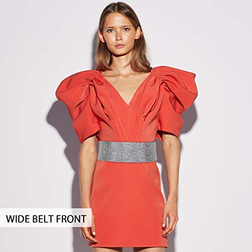 Fashion Leather Elastic Waist Belt For Women Shiny Diamond Rhinestone Decorated Stretch Belt No Buckle Dress Belt2