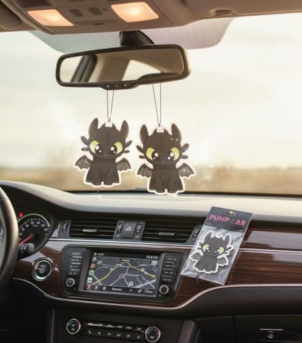 Image of PumpCar 2 pieces toothless double-sided hanging cartoon cherry-scented funny car air freshener Cool hanging for rearview mirror Interior Accessories Gifts