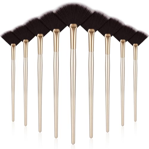 Image of 9 Pieces Facial Fan Mask Brushes, Soft Facial Applicator Brushes Tools for Peel Glycolic Makeup for Mud Cream(Brown)