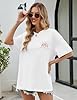 heekpek Womens Oversized T Shirts Cotton Graphic T Shirt Crew Neck Baggy Tee Shirts Short Sleeve Summer Tops Double-Sided Printed T-Shirt, White, XXL #2
