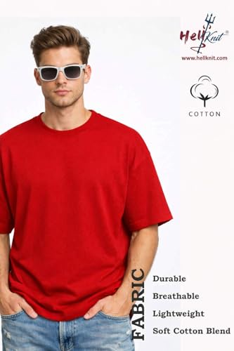 Image of Men's Oversized T-Shirt, Cotton Blend, Soft Fabric, Crew Neck, Short Sleeve