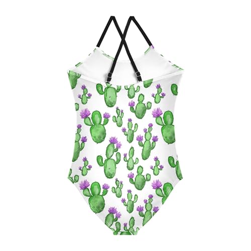 Yuiboo Girl's Swimsuit 1 Piecing Toddler Bathing Suit Girl Girls Swim Suit Girls' Swimwear Watercolor Cactuses Flower2