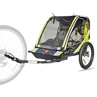 Allen Sports Deluxe Steel 2-Child Bicycle Trailer, Model T2, Color Green