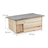 Relaxdays Igelhaus, Bausatz, Igelbau mit Boden, Rattenklappe & Labyrintheingang, Holz, HxBxT: 21 x 46 x 34 cm, natur