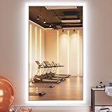 Home Gym Mirror with Lights Dimmable Anti-Fog Wall Mount