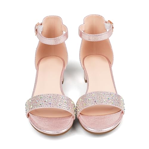 Girl's Low Heel Sandals Ankle Strap Dress Shoes Open Toes Summer Wear for Kids3
