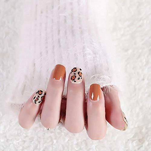 TJJF Falsche Nägel Frauen einfache orange Farbe Mode gefälschte Nagel kurze Größe Full Cover Nail Art Tipps mit Damen… – Bild 3