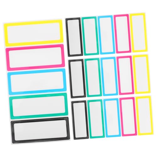 PLAFOPE 20 piezas Etiquetas Reutilizables para Pizarra Blanca con Borde de Colores Adhesivas Extraíbles para Etiquetado Aulas Oficinas Cocinas y Organización Casa