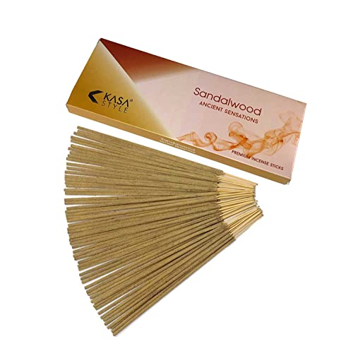 Kasa Style Ancient Sensations Premium Incense Sticks - 1% Natural No Chemicals - 1 Hour Burning - 100gr (Sandalwood)