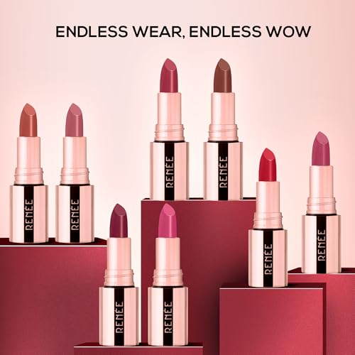 Image of RENEE Everstay Long Stay Matte Lipstick - Pink Peony, Hydrating & Non-Drying, Smudge-Proof, Lightweight, Long Lasting, Intense Pigment, Full Coverage, Vitamin E Infused, For All Occasions, 4.2g