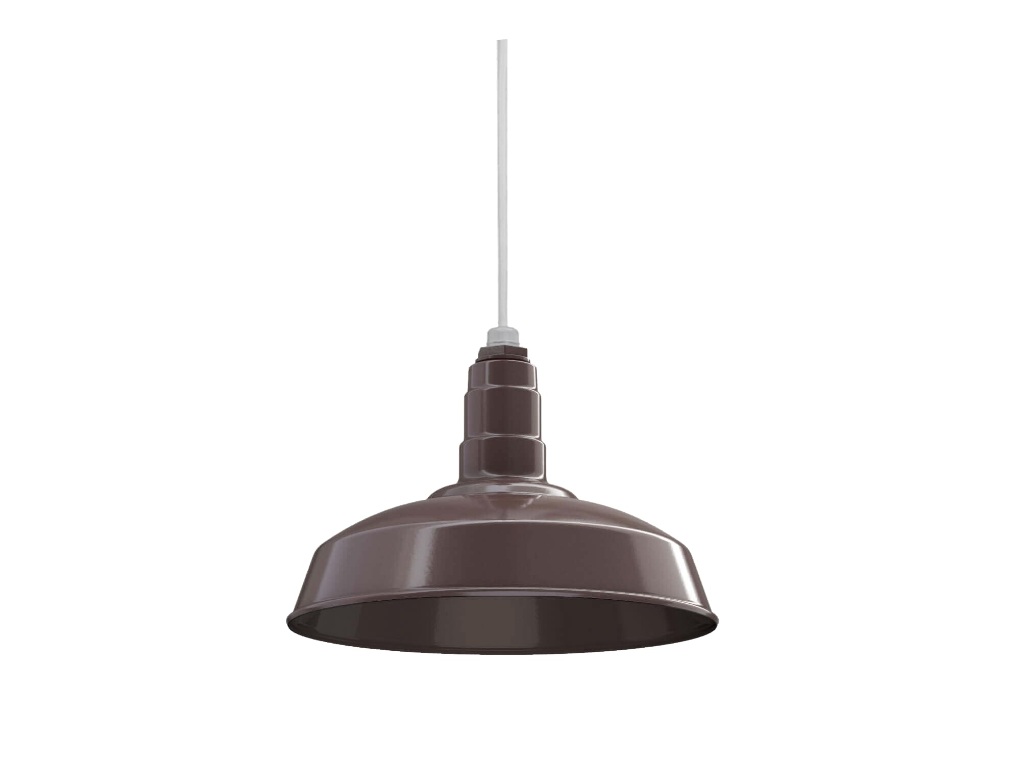 4ft White Cord Barn Light Pendant 16" Dome | Garage Workshop | Dark Bronze