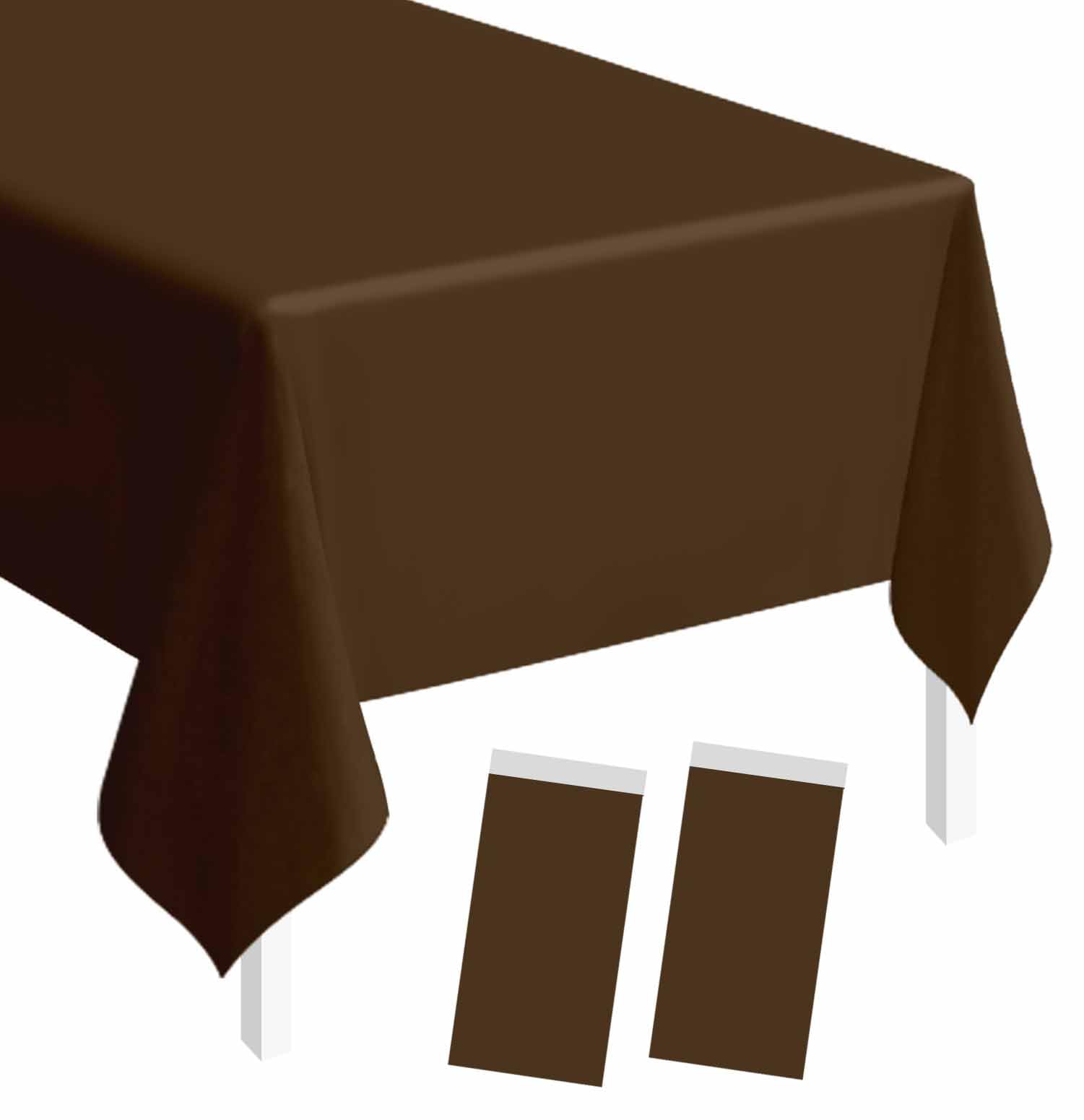 SietDESEO 2 Pack Brown Plastic Tablecloth Rectangle 54 x 108 Premium Disposable Table Cloth Plastic Table Cover for Wedding Baby Shower Birthday Party Tablecloth Disposable