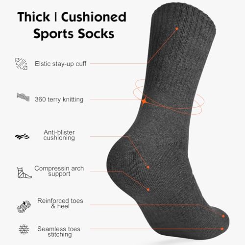 Image of 360 Cushioned Thermal Crew Socks Men Women, Thick &Warm Boot Sports Socks Hunting Sking Hiking Home Work Outdoor