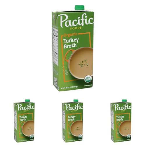 Pacific Foods Organic Turkey Broth, 32 Ounce (Pack of 4)