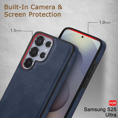 Image of TheGiftKart Genuine Leather Finish Back Cover Case for Samsung Galaxy S25 Ultra 5G | Shockproof Design | Camera & Screen Protection | Stunning Minimalist Design Back Cover Case (Black, Blue)