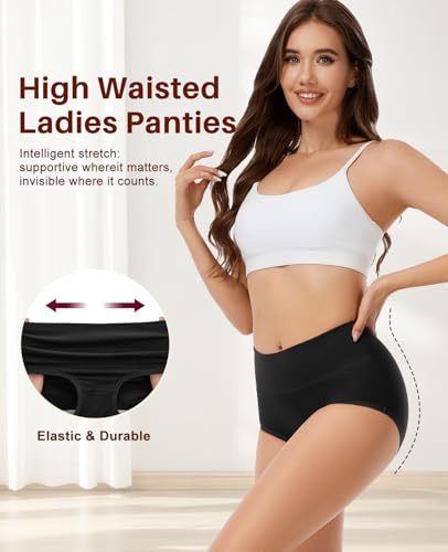 Sunm Boutique Combed Cotton Underwear for Women, High Waisted Soft Briefs - image 8
