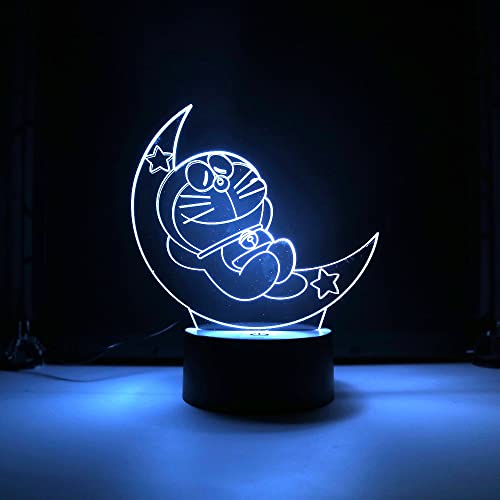 Lampara LED Infantil Doraemon Luna Cambia Color USB Luz nocturna y decoración