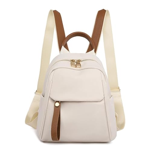 FUNSEED Rucksack Damen klein, lässig Oxford-Stoff Tasche, Diebstahlsicher Cityrucksack, Eleganter Tagesrucksack für Büro, Pendeln, Arbeit, Schultertasche für den täglichen Gebrauch, Weiss