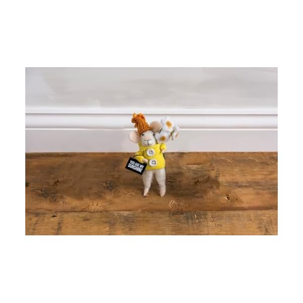 Primitives by kathy collectible critter sunshine mouse felt critter lending a you are my sunshine sentiment with knit sweater hat and flower details  urban country home decor