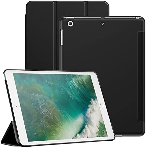 JETech Case for iPad 9.7-Inch (6th/5th Generation, 2018/2017), Protective Hard Back Shell Soft-Touch Tablet Stand Cover, Auto Wake/Sleep (Black)