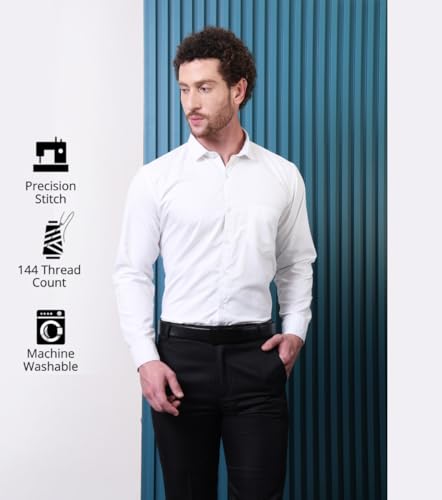 Image of CONTRARY Men's Pure Cotton Solid Stylish Casual & Formal Wear Shirt | Stylish Regular Fit Full Sleeve Comfortable Office Party Trendy Shirt - Multi Color