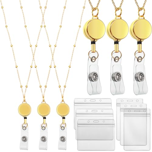 Cordon rétractable avec porte-badge étanche en acier inoxydable 3 pièces