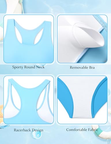 Image of DONWEN Girls Swimsuits V Neck Bikini Set Textured High Waist Girl Two Piece Bathing Suit