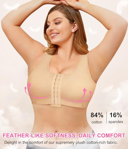 BRABIC Women Front Closure Post Surgery Compression Everyday Bras for Mastectomy Support with Adjustable Straps Wirefree3