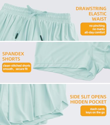 Image of Flowy Shorts for Teen Girls Athletic Running Youth Butterfly Shorts