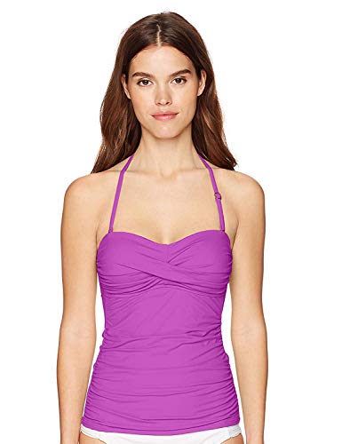 Image of Anne Cole Women's Twist Front Shirred Bandeau Tankini Swim Top