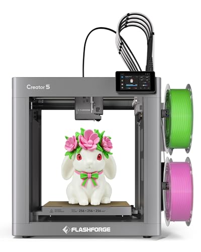 Image of FLASHFORGE Creator 5 4-Toolheads Multi Color 3D Printer with Camera & Light | Support 4 Colors /Multi Material, Less Waste, CoreXY 600mm /s High Speed, Auto Bed Leveling,320C Direct Extruder,256X256X256mm