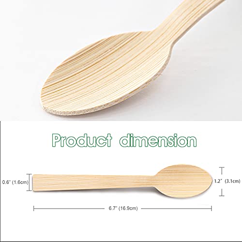 Bamboo Disposable Utensils- 200 PK Bamboo Spoons for Eating 100% Compostable Eco Friendly Biodegradable Renewable Natural Travel Cutlery 6.7" Spoon for Party/Wedding/Camping/Travelling - Image 3