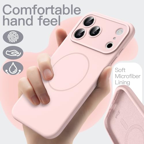 Image of JETech Magnetic Silicone Case for iPhone 17 Pro, Light Pink | Compatible with MagSafe, Silky Soft Touch, Full Camera Lens Protection, Shock Absorbing Phone Cover