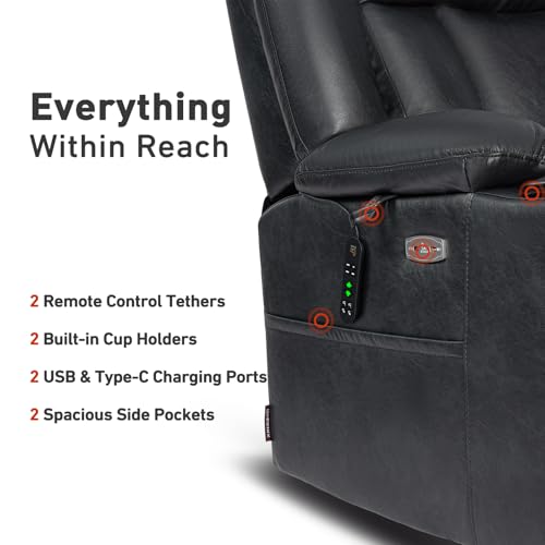 Image of EONIX Dual Motor Power Lift Recliner Chair for Elderly, 400lb, Retro Black