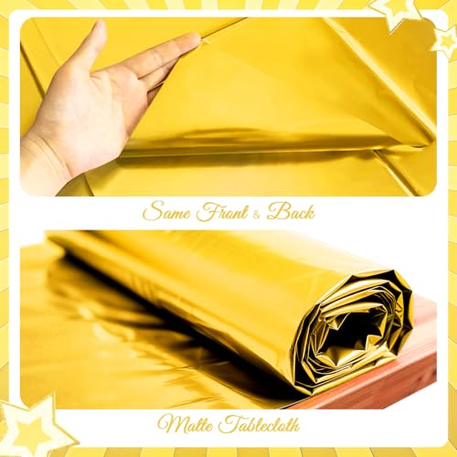 Just Shimmer 2 Pieces Bright Gold Metallic Foil Tablecloth - Stunning Matte Finish, Durable and Easy to Clean - Perfect for Bachelorette, Birthday, Wedding, and Anniversary Party Decorations by Just Shimmer - Image 8