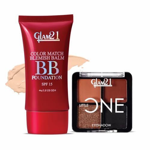 Image of Glam21 Little One 4-in-1 Eyeshadow Palette-Artist Love,3.5gm & Color Match BB Foundation -Light Natural,46gm|Pigmented, Long-Lasting Eyeshadows|Non-Cakey BB Cream, Blemish-Free Glow|Combo Pack Of 2