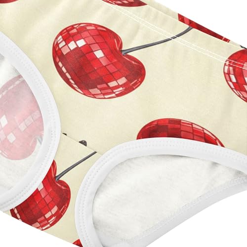 Shiny Red Cherries Beige Cute Panties Girl Girls Underwear Toddler Cotton Stylish Undies Kids Briefs 2t4