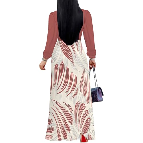 Image of PinkPatty Women's Long Sleeve Maxi Dress Plus Size Trendy Wedding Guest Wrap Dress with Pockets&Belt