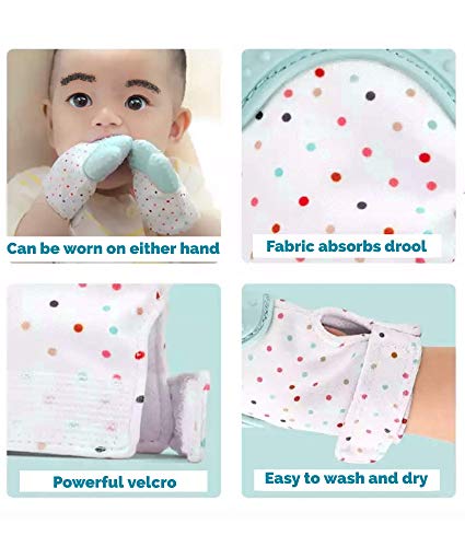 Image of KidDough Baby Soft Teething Mitten Teether Glove, Teether For 3 To 6 Months Baby, Teething Pain Relief Toy Glove, Natural Remedy For Infants & Toddlers (Pack Of 2) (Color: Sea Green) - Silicone