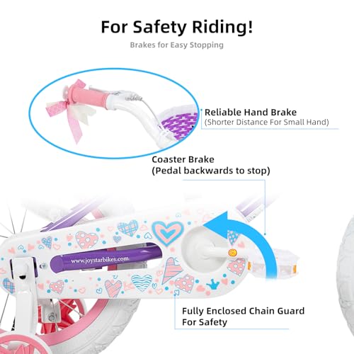 Image of JOYSTAR Angel 12 inch Girls Bike Training Wheels /Basket, 2-4Y Purple | Toddler Kids Bike with Training Wheels & Basket, 12inch Bicycle for 2-4 Kics' Bicycle