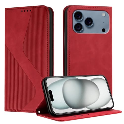 Étui iPhone XR rouge magnétique amovible et portefeuille cuir anti-choc double couche