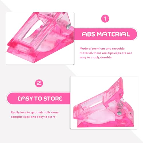 Clips para Extensión de Uñas 20pcs Rosados miniatura 3