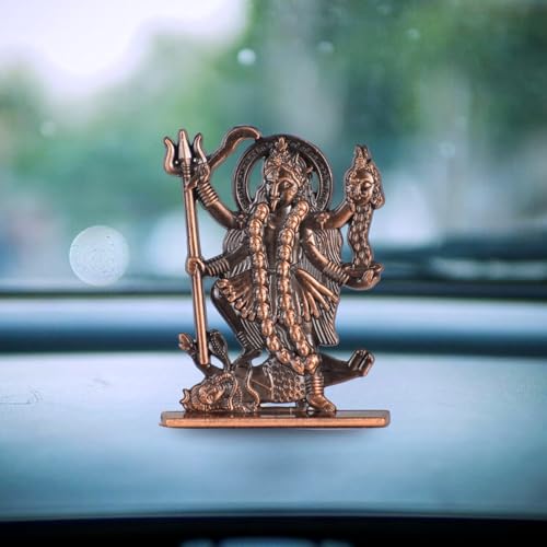 Image of BUC Mahakali Maa Both Side 2D Idol for Car Dashboard - Copper Finish Divine Kali MATA Murti for Temple, Car & Office (S970-CPR)