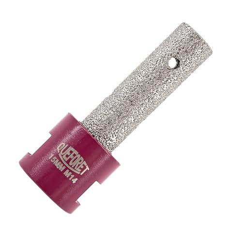 QUEFORET Fresa de Diamante 15mm x M14 - Fresa Porcelánico para Agrandar Formar Redondear Agujeros en Cerámica Azulejos Biselado Mármol Granito, para Amoladora Angular