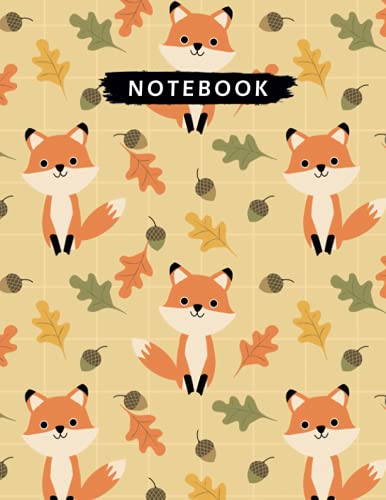Notebook: Lined Notebook Journal (College Ruled Paper) - fox Pattern, Cover Composition Notebook - 100 Pages - 8.5 x 11 inches